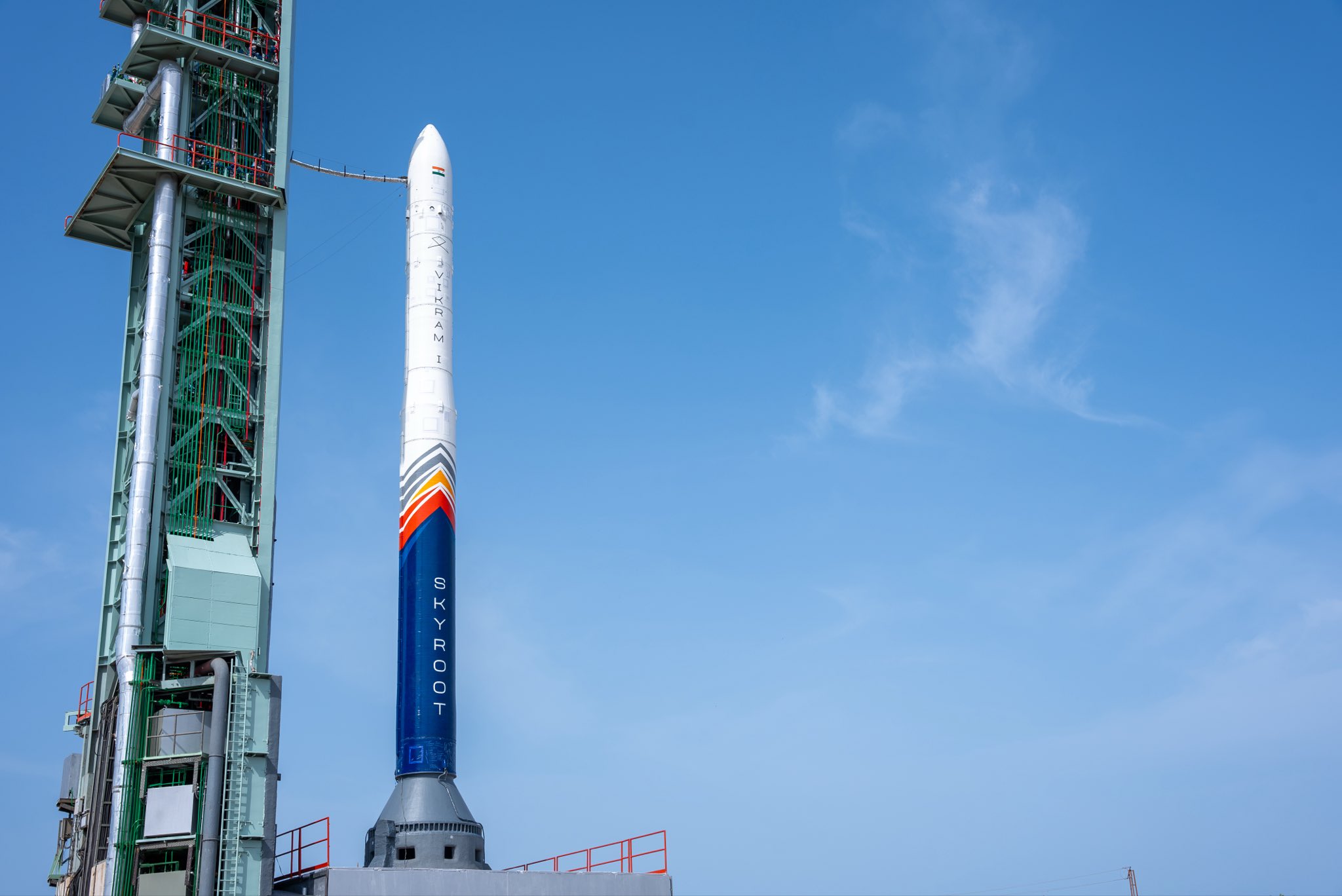 India’s first private orbital launch from the historic First Launch Pad at SDSC-SHAR, Sriharikota. (Image Source: X/@SkyrootA)