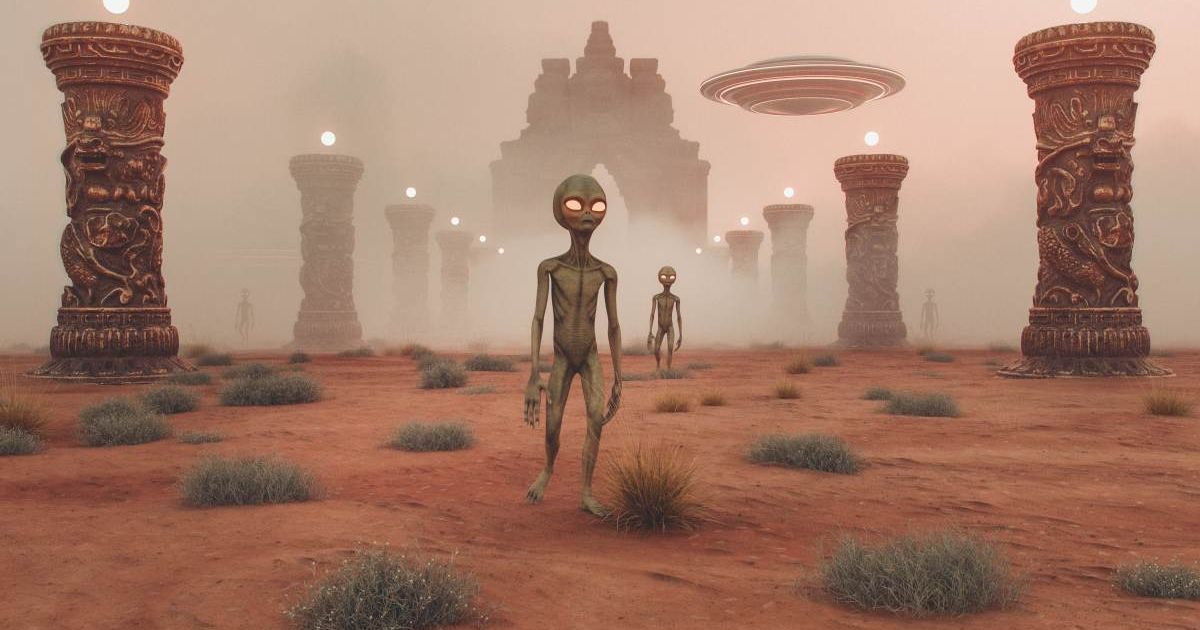 Aliens walking on an exoplanet with old ruins. (Representative Cover Image Source: Getty Images/gremlin)