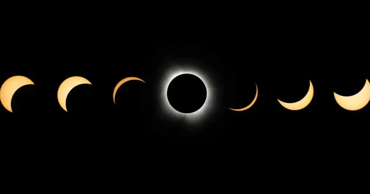 A composite image showing the progression of a total solar eclipse in Dallas on April 8, 2024. — (Cover Image Source: NASA/Keegan Barber)