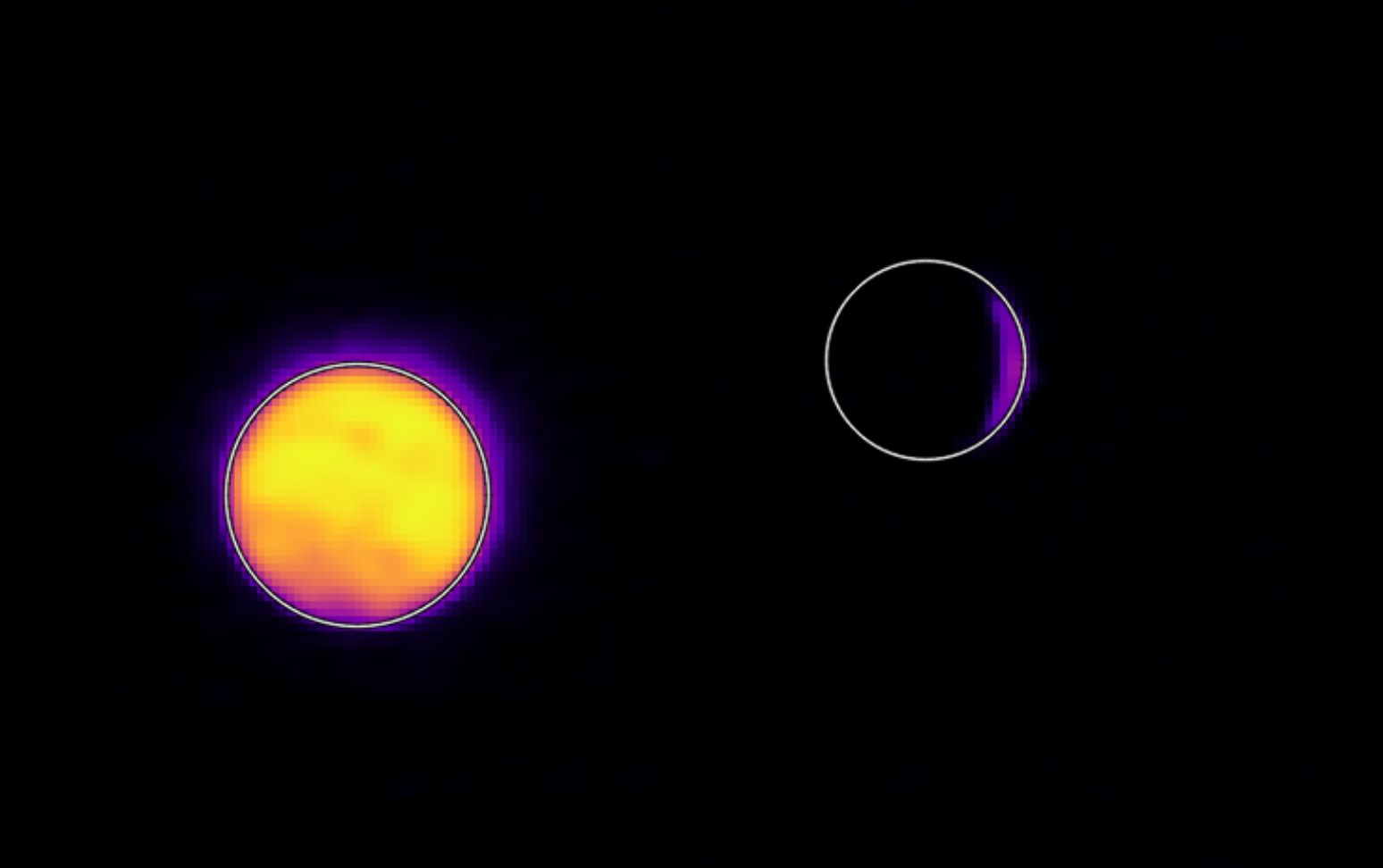 The Earth and the Moon captured by ESCAPADE mission in infrared light, July 3, 2026.