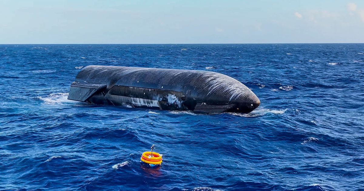Starship's upper stage floating intact in the Indian Ocean after splashdown on July 25, 2025. — (Cover Image Source: SpaceX)