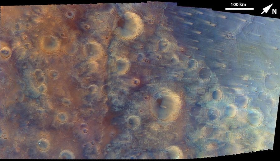 Captured by the multispectral imager instrument on NASA’s Psyche mission, this is an enhanced-color mosaic created from four individual images acquired on May 15, 2026, during the spacecraft’s flyby of Mars.