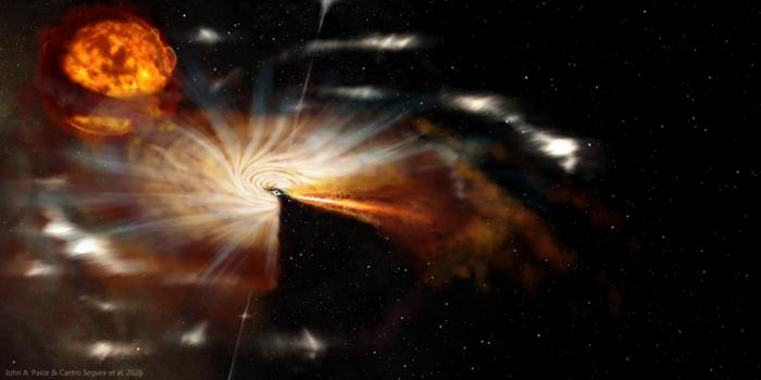 Artist impression of SwiftJ1727 with donor jet clouds.