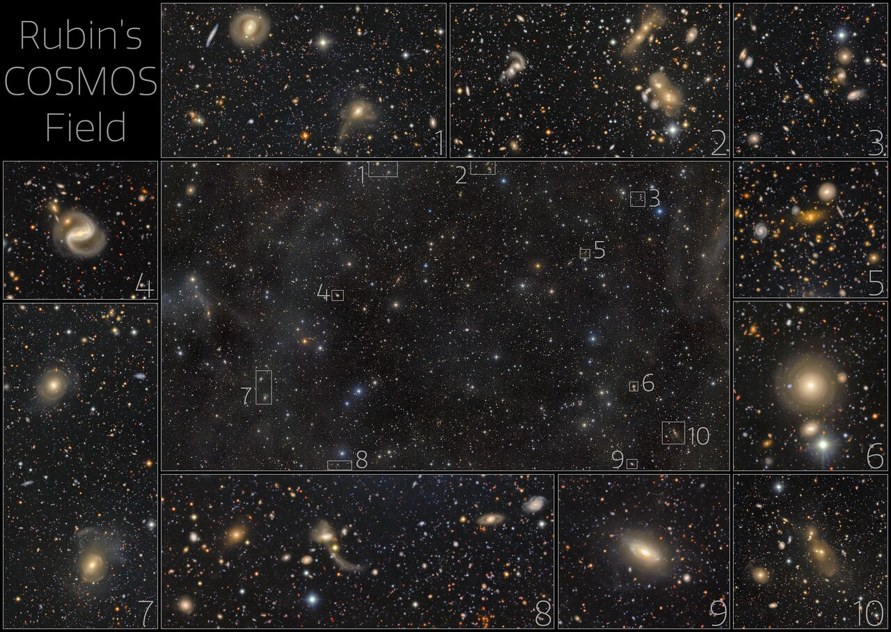 This Cosmos field view consisting of half a million galaxies is composed of multiple images by the LSST camera combined together.