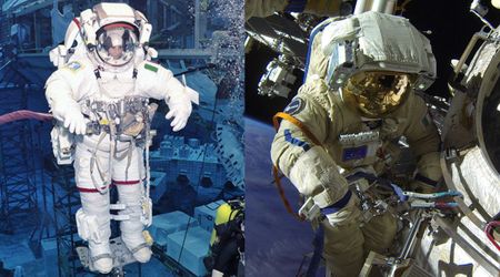 Why do astronauts train underwater before going on spacewalks? 