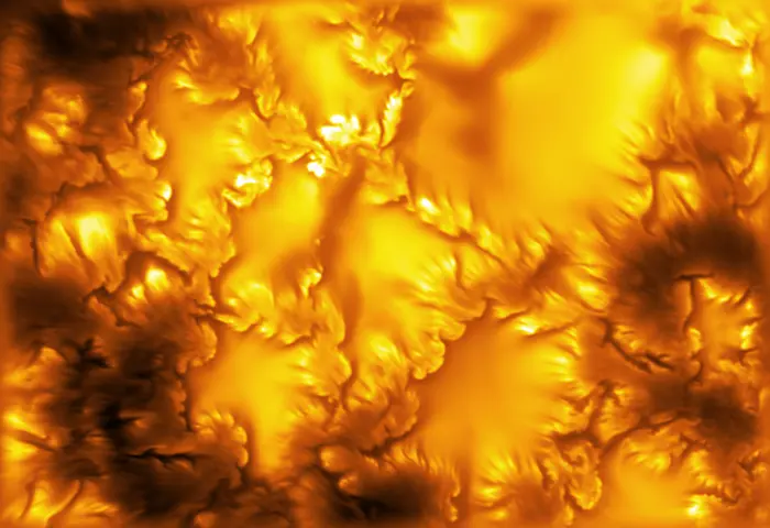The highest-resolution image of the Sun's surface (photosphere) ever captured, taken at 416 nanometers by the Inouye Solar Telescope.