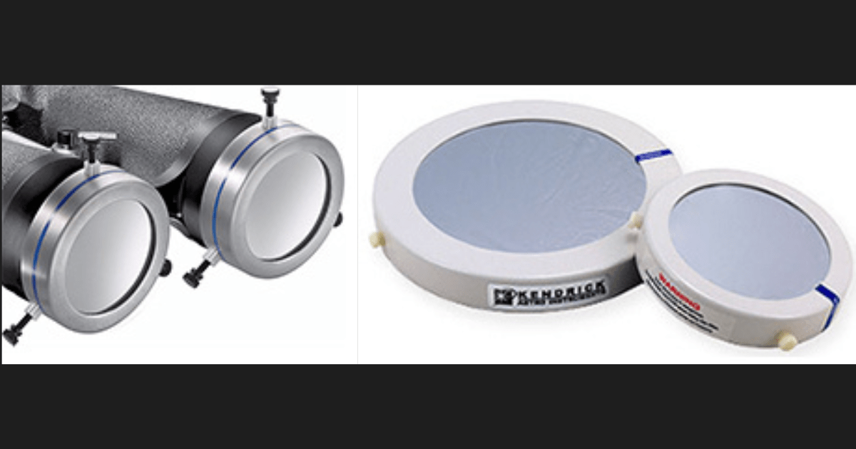 Examples of solar filter (left: attached to binoculars; right: filters for lenses). (Image Source: AAS)