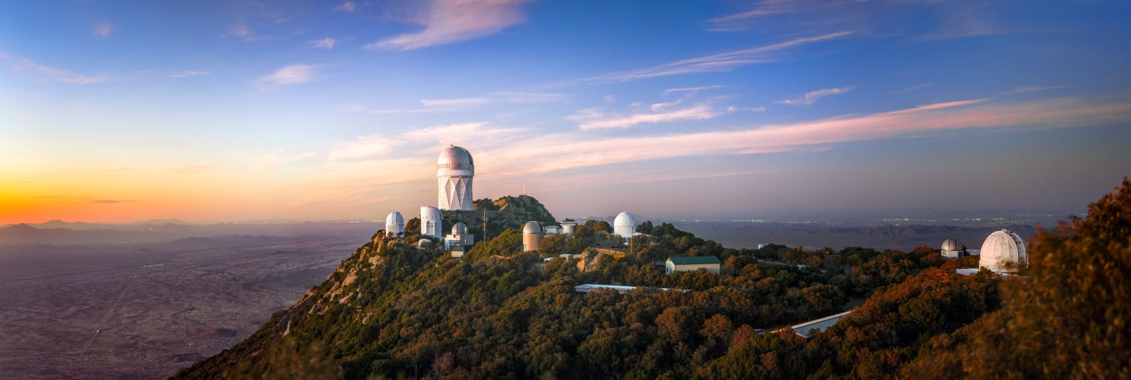 Sunset over U.S. National Science Foundation Kitt Peak National Observatory.