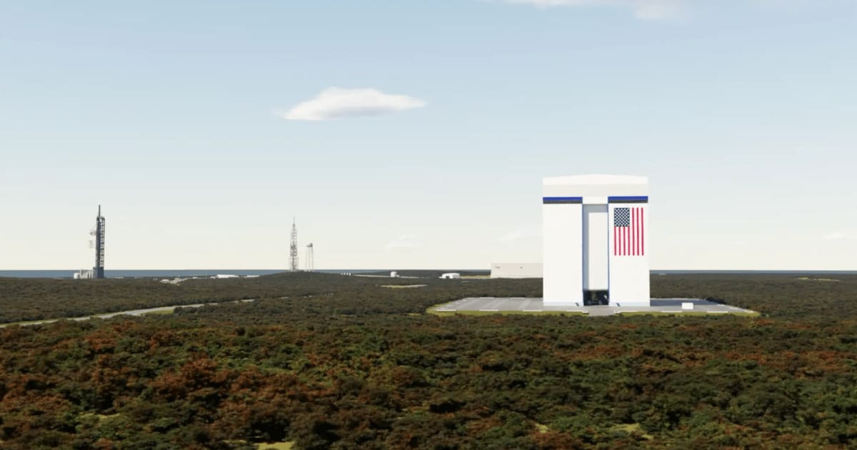 A render of the Vertical Integration Facility with Launch Complexes 36A & 36B in the distance. (Representative Cover Image Source: Blue Origin)
