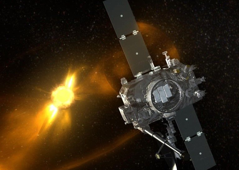 An artist's concept shows one of the STEREO spacecraft in orbit around the Sun. (Representative Image Source:: NASA)