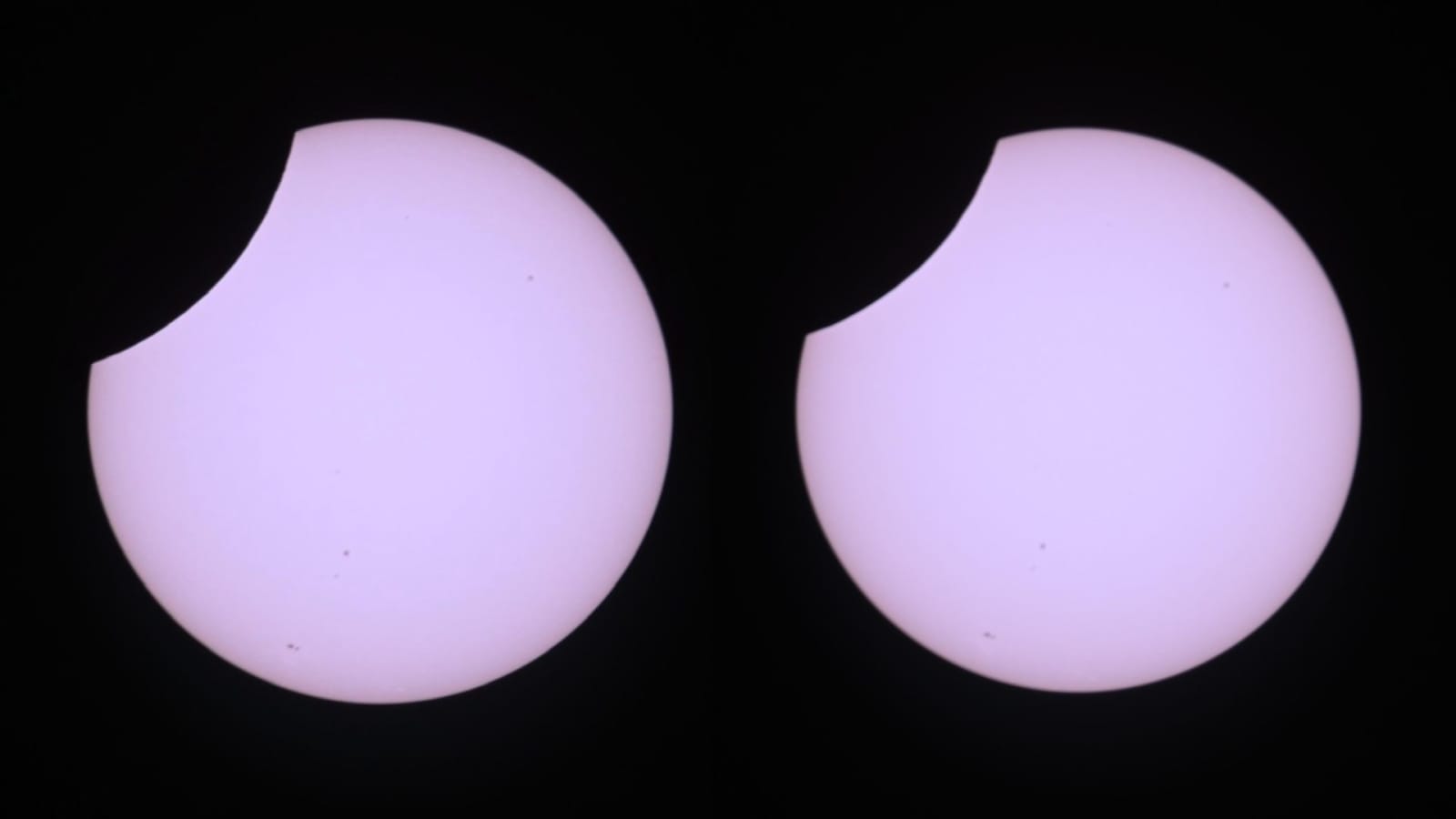 The partial solar eclipse photographed by Jessica Meir from the International Space Station.