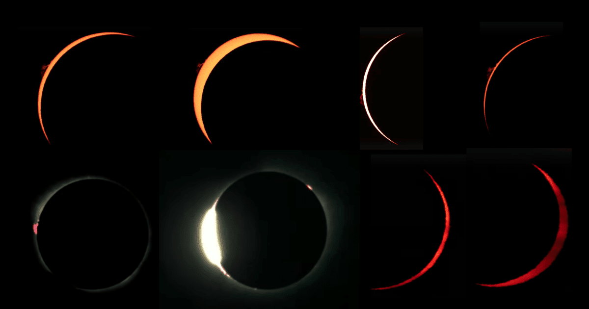 Still images from the 2026 total solar eclipse as seen across Spain on August 13, 2026. (Image Source: timeanddate; edited in Canva)
