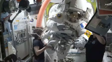 Watch: Moment ESA’s Sophie Adenot reenters ISS as the first French woman to complete a spacewalk