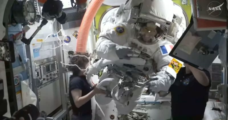 Watch: Moment ESA’s Sophie Adenot reenters ISS as the first French woman to complete a spacewalk