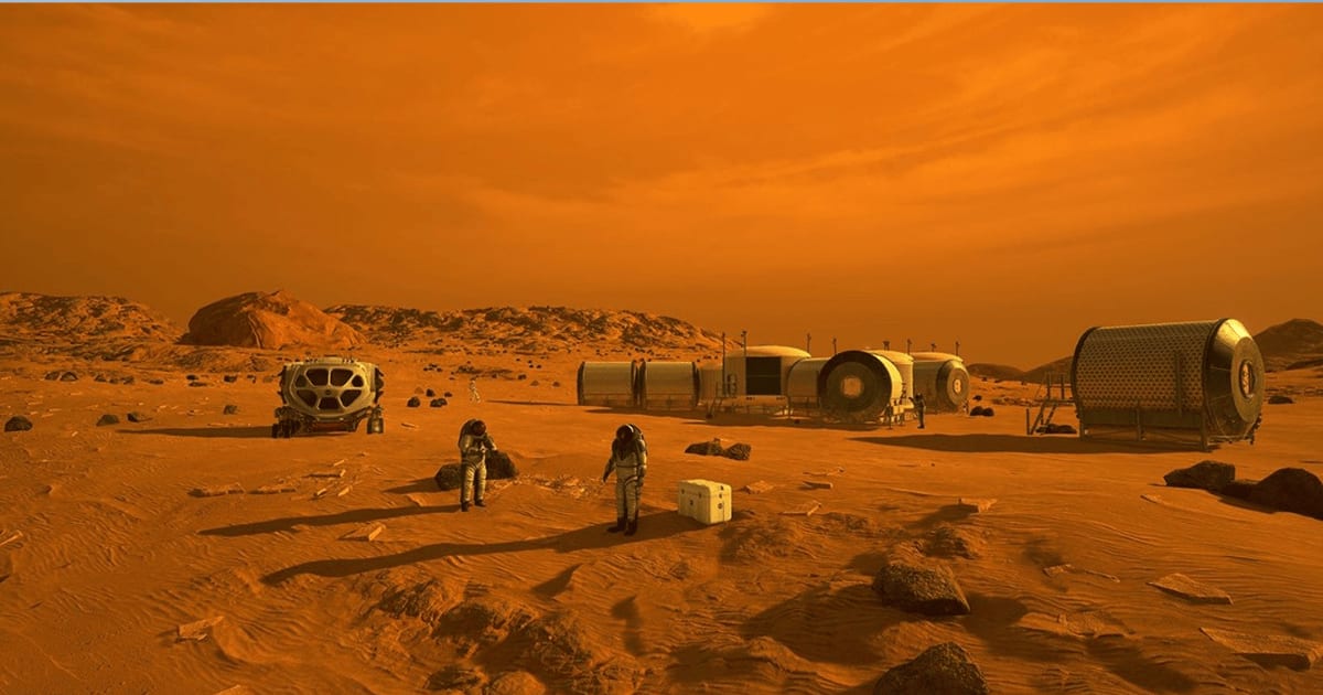 This artist's concept depicts astronauts and human habitats on Mars. (Representative Cover Image Source: NASA)