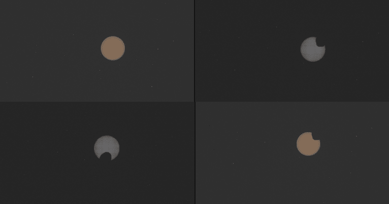 Series of Mars Perseverance pictures taken on Sol 1948 of Phobos transiting the Sun. (Image Source: NASA | JPL-Caltech | ASU)