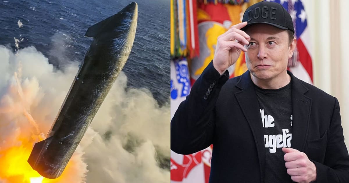 Starship's upper stage firing its engines while attempting a splashdown in the Indian Ocean on Flight 13, July 24, 2026; SpaceX CEO Elon Musk in the White House on May 30, 2025. — (Cover Image Source: SpaceX/Kevin Dietsch-Getty Images)