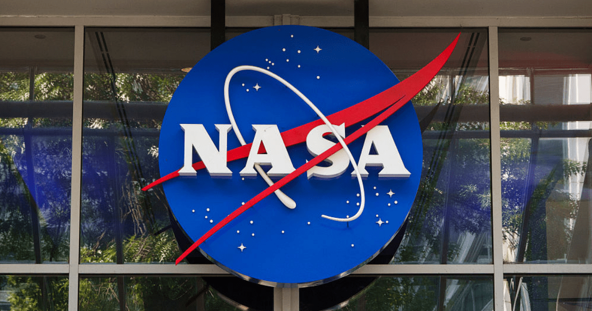 WASHINGTON, DC - JULY 25: A NASA logo is displayed at the entrance to the Mary W. Jackson NASA Headquarters building on July 25, 2026 in Washington, DC. (Photo by Kevin Carter/Getty Images)