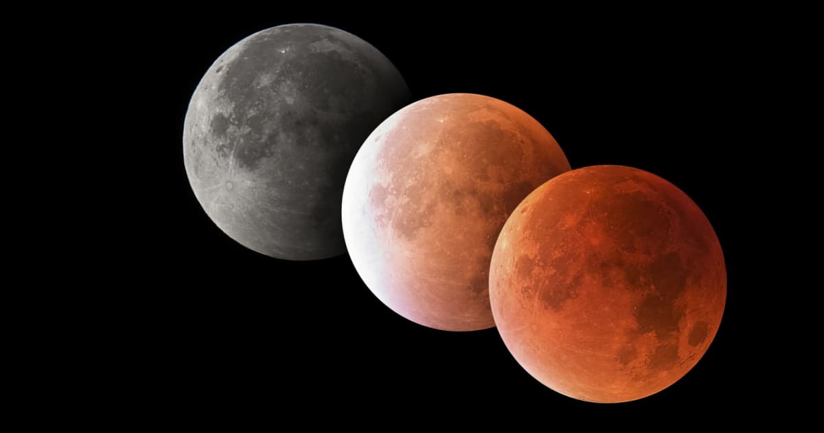 Illustration of various phases of a blood Moon during a lunar eclipse. — (Cover Image Source: Getty Images/westend61)