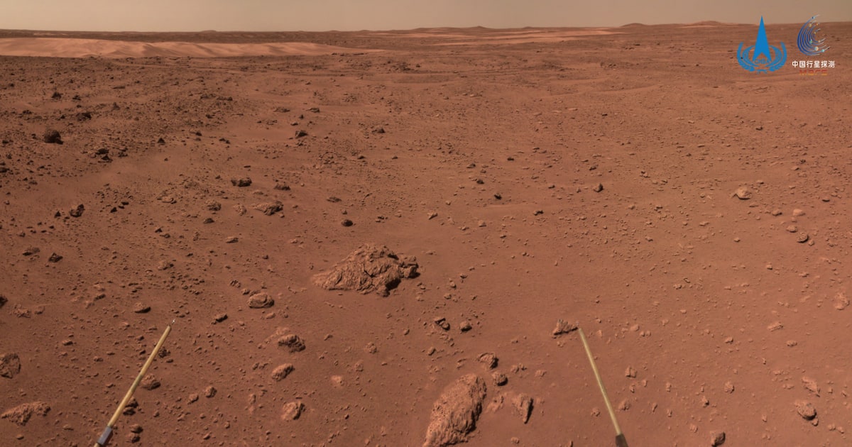 A view of the Martian surface captured by China’s Zhurong rover in Utopia Planitia. (Image source: China National Space Administration)