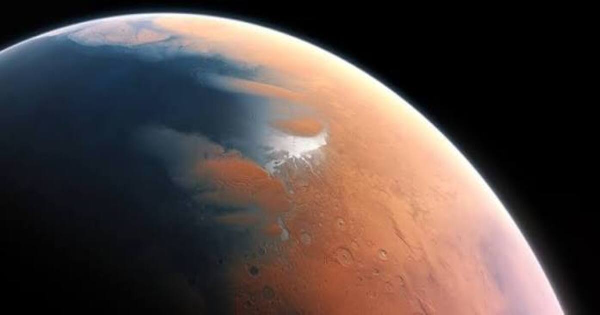 An artist’s concept of Mars showing its rocky surface and thin atmosphere. (Image source: NASA)