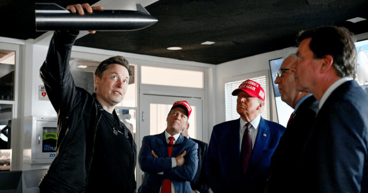Elon Musk gives a tour to U.S. President-elect Donald Trump and lawmakers of the control room before the launch of the sixth test flight of the SpaceX Starship rocket (Cover Image Source: Getty | Brandon Bell)