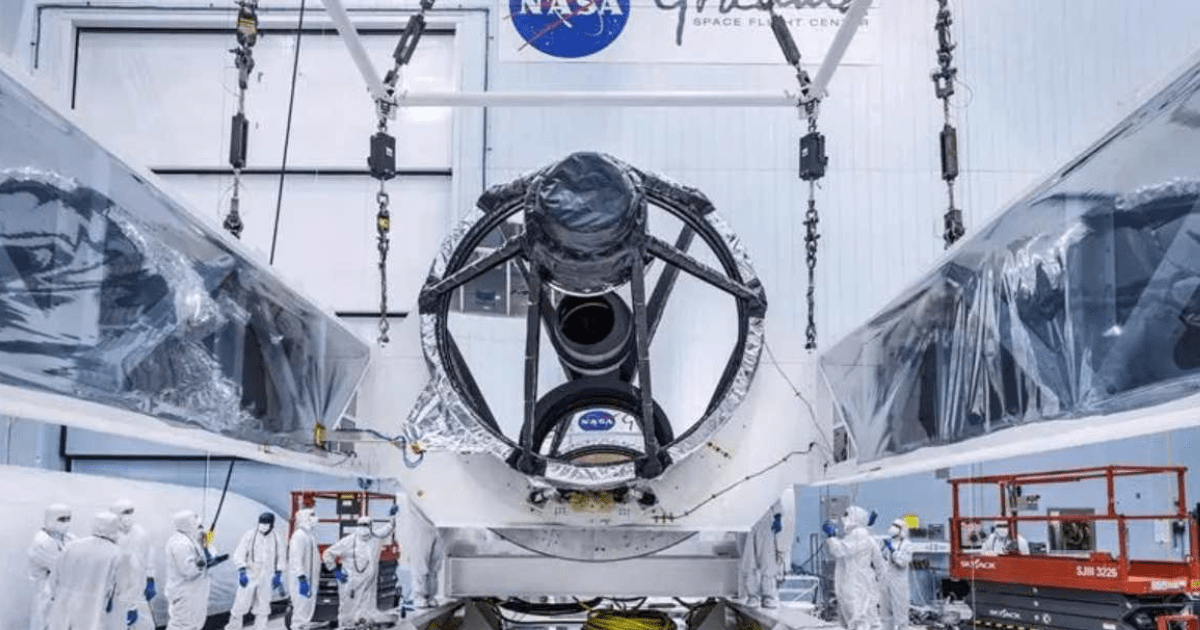 This photo shows the Optical Telescope Assembly for NASA’s Nancy Grace Roman Space Telescope, which was recently delivered to the largest clean room at the agency’s Goddard Space Flight Center in Greenbelt, Md (Cover Image Source: NASA/Chris Gunn)