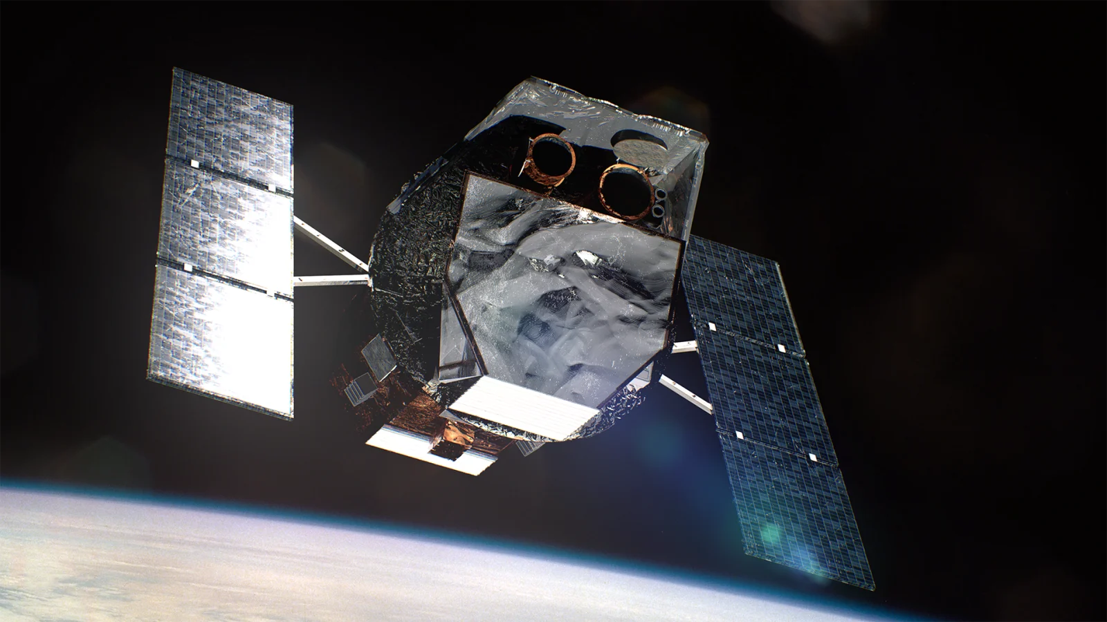 This artist’s concept shows NASA’s Neil Gehrels Swift Observatory orbiting above Earth. Credit: NASA’s Goddard Space Flight Center/Chris Smith (KBRwyle)