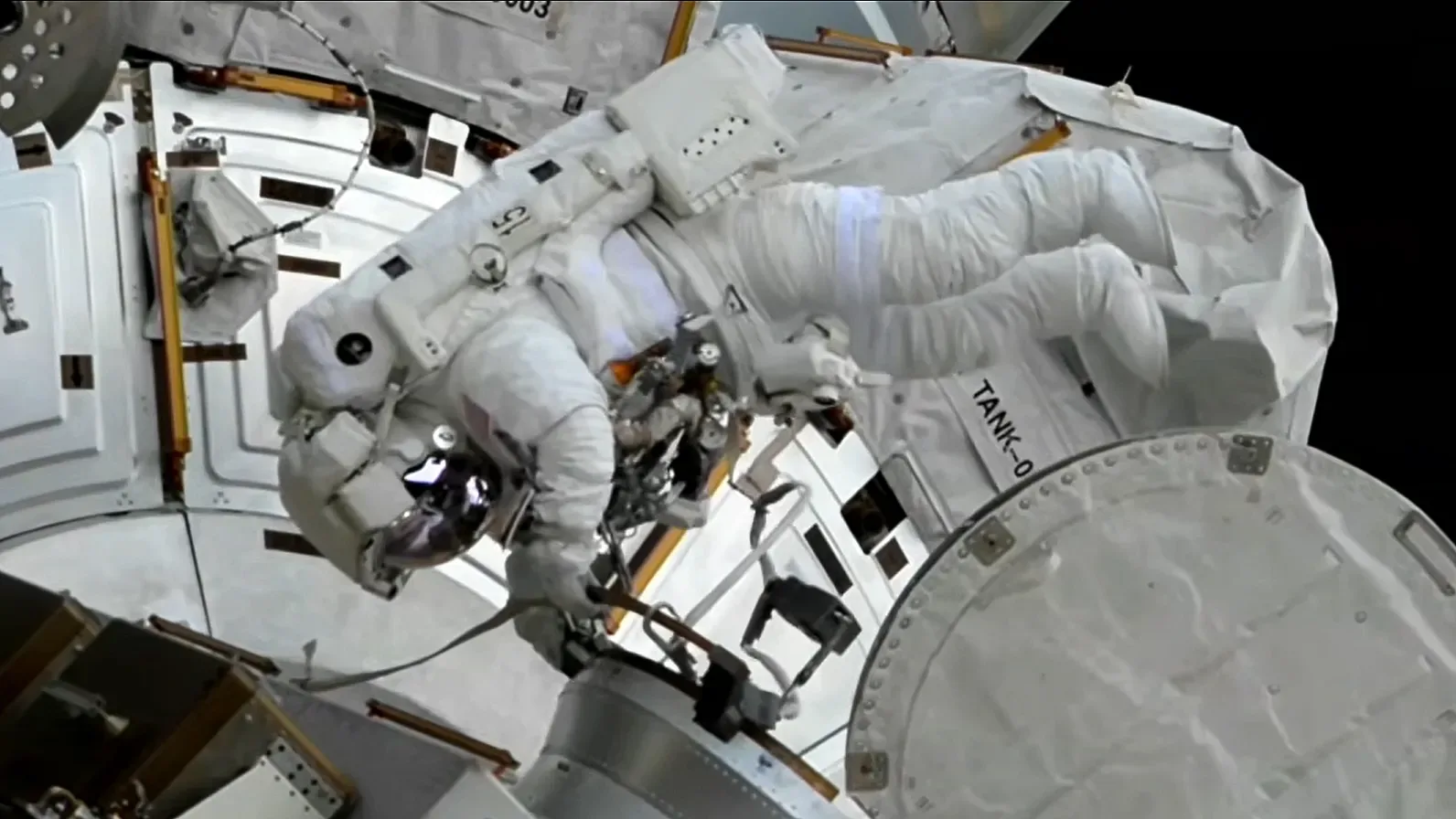 NASA astronaut Jessica Meir prepares to enter the Quest airlock and complete a spacewalk outside the International Space Station.