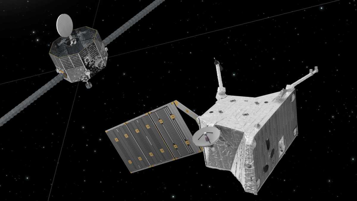 Artist's concept of the BepiColombo's MPO (right) and MMO (left) after separation in Mercury's orbit. (Representative Image Source: ESA)