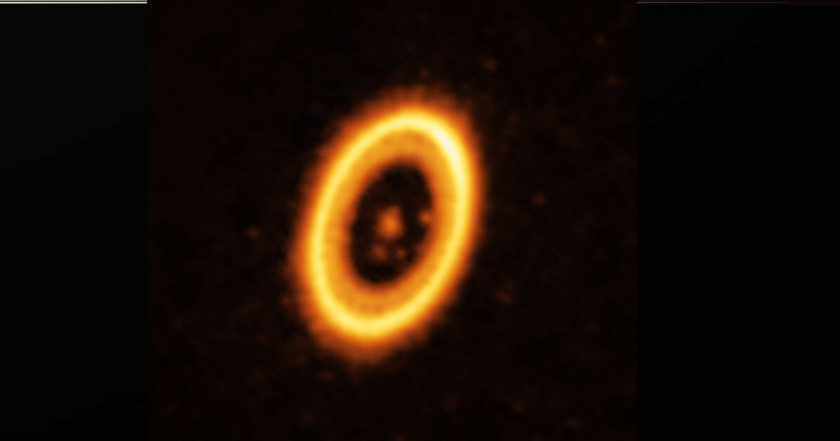 The young planetary system PDS 70, showing its disk, planets and surrounding material.  (Image Source: ALMA (ESO/NAOJ/NRAO) / Balsalobre-Ruza et al)