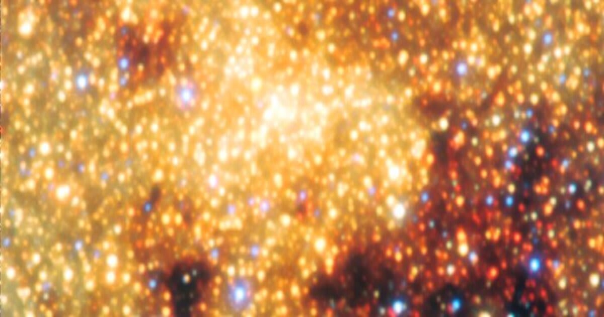 A view of the Galactic centre captured in infrared light by ESO’s VISTA telescope. (Image Source: ESO/VVV Survey/D. Minniti)