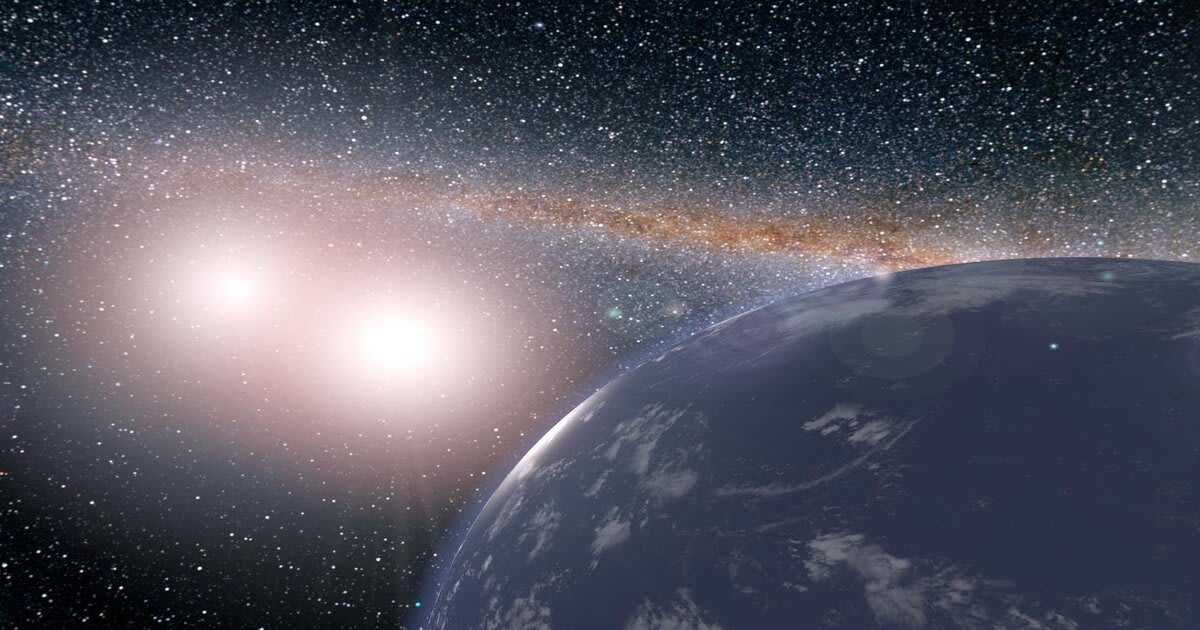 Artist’s concept of a hypothetical water-covered planet orbiting the binary star system Kepler-35A and B. (Cover Image Source: NASA/JPL-Caltech)