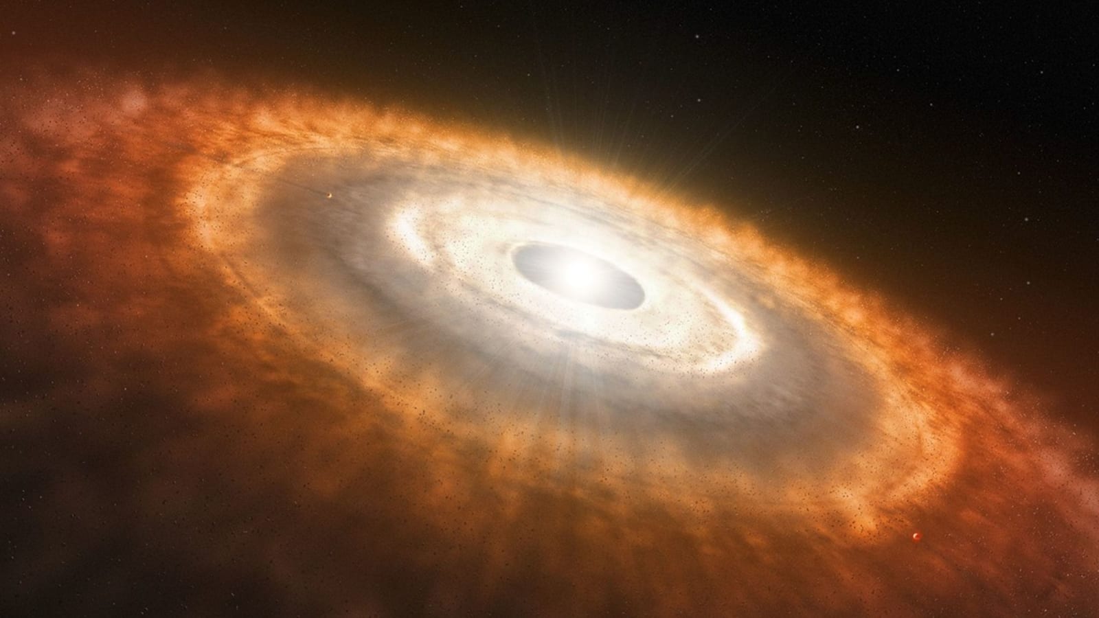 Artist's concept of the protoplanetary disk with the Sun at the center.