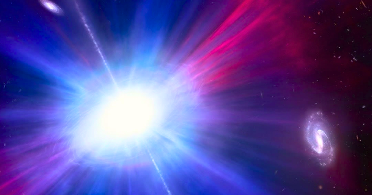 This is an artist's concept of one of the brightest explosions ever seen in space, called a Luminous Fast Blue Optical Transient (LFBOT) (Image Source: NASA)