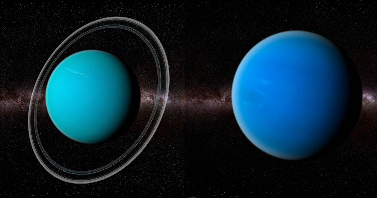 Stock images of Uranus (L) and Neptune (R) in the Milky Way galaxy. (Representative Cover Image Source: SCIEPRO/Getty Images)