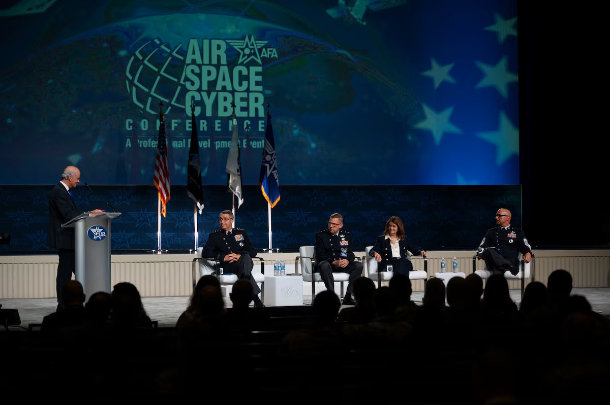 U.S. Space Force senior leaders participate in the “Growth of the Space Force” panel during the 2026 AFA Air, Space & Cyber Conference in National Harbor, Md., Sept. 14, 2026.