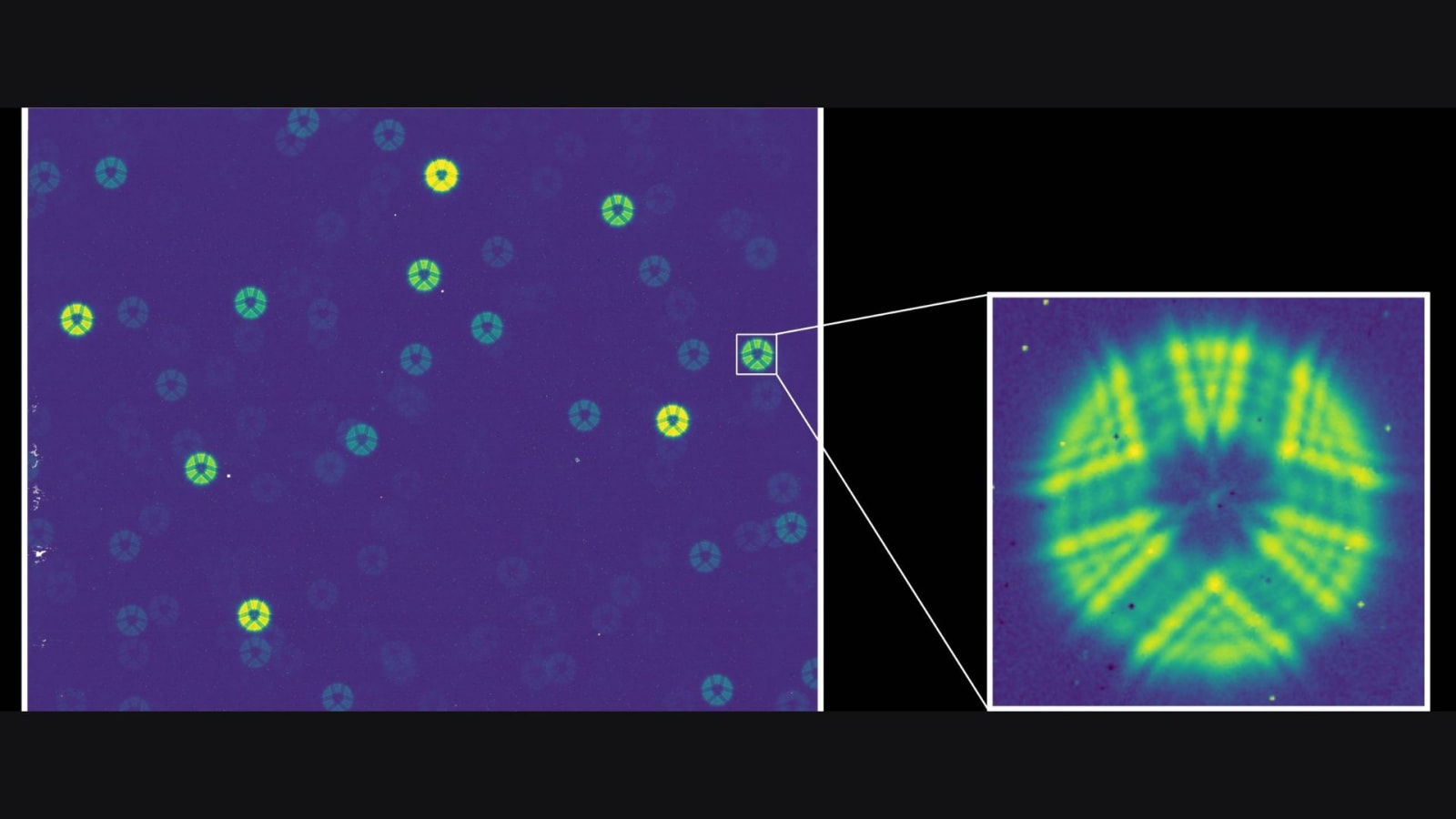 A sea of out-of-focus stars appeared as donut-shaped features on the test images by Roman's Wide Field Instrument.
