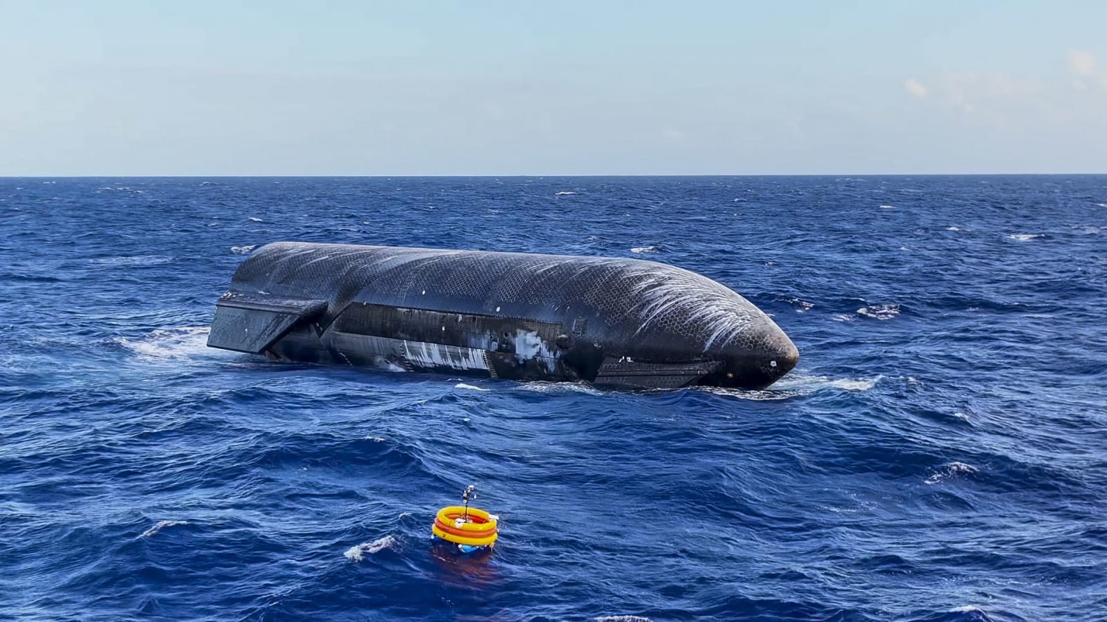 Ship 40 afloat in the Indian Ocean following its splashdown on July 24, 2026.