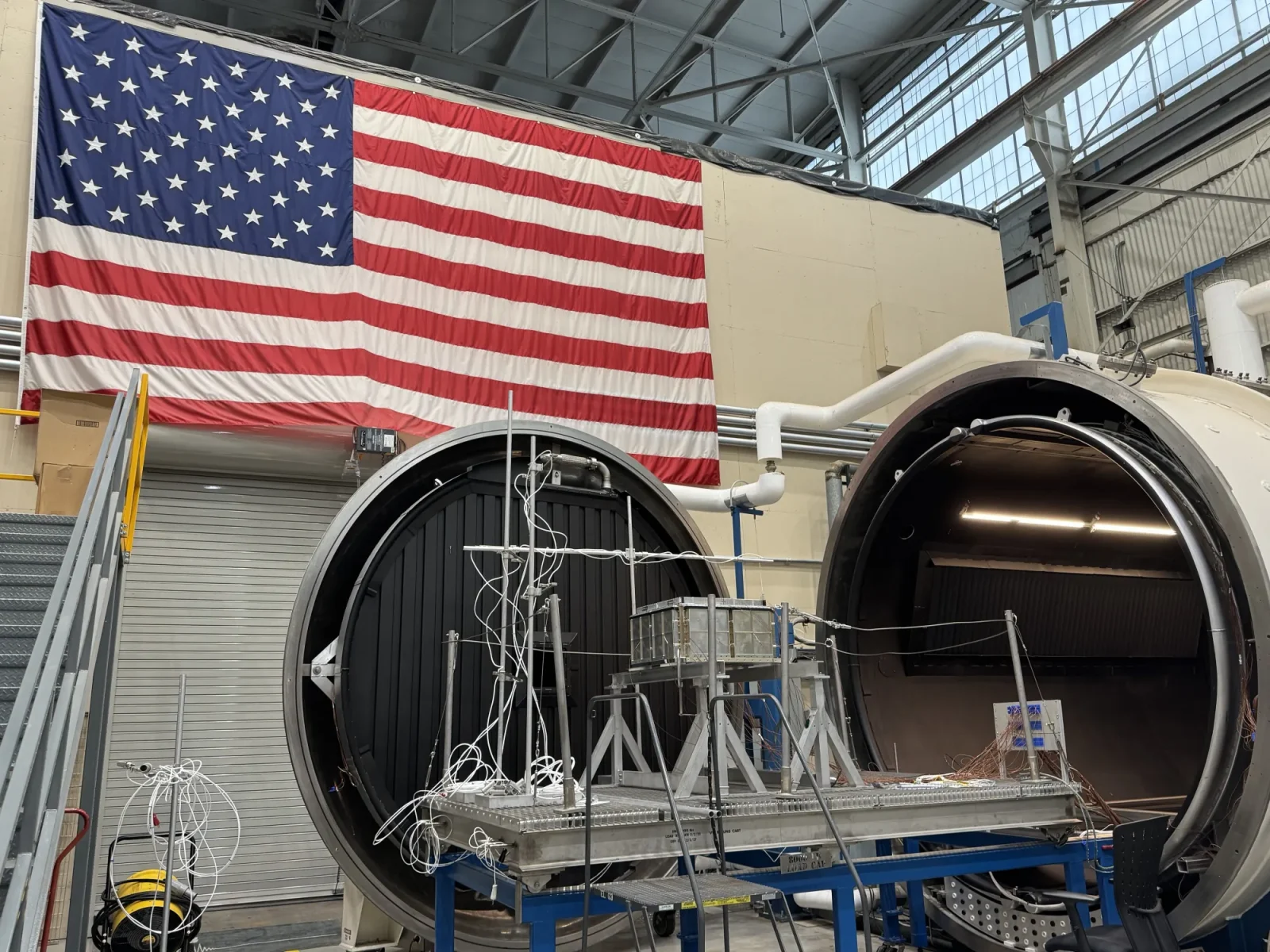 NASA’s StarBurst instrument outside a thermal vacuum chamber at NASA’s Marshall Space Flight Center in Huntsville, Alabama (Image source: NASA/Daniel Kocevski)
