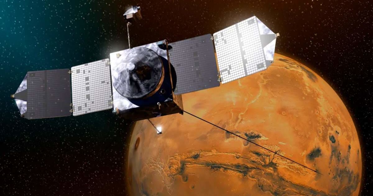 Artist’s concept of NASA’s MAVEN spacecraft orbiting planet Mars. (Representative Cover Image Source: NASA/Goddard/University of Colorado/Laboratory for Atmospheric and Space Physics) 