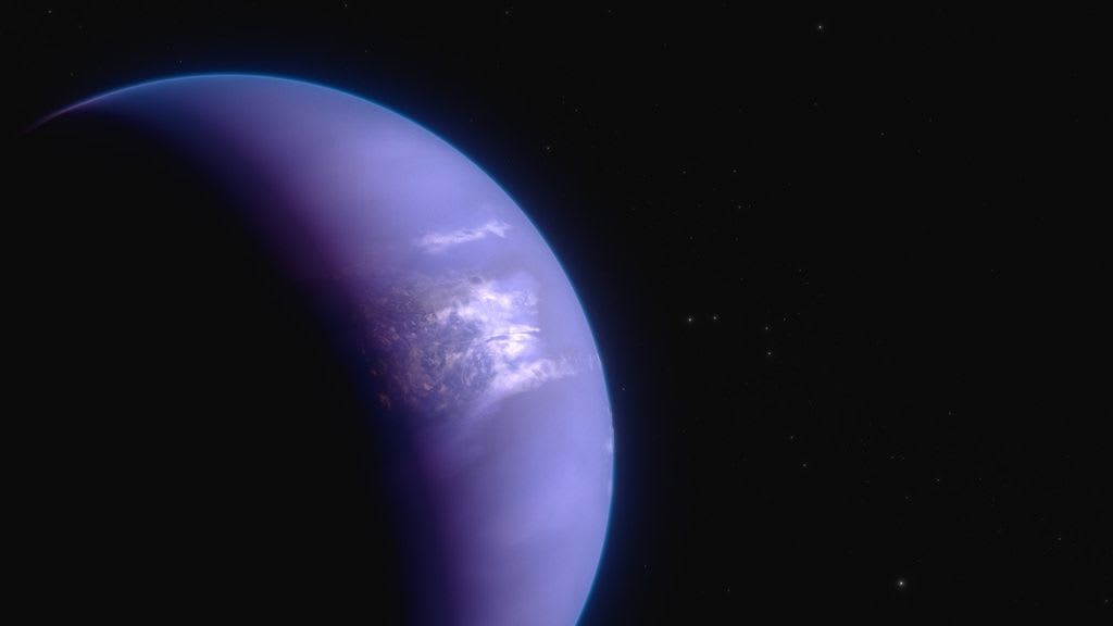 This artist’s concept shows what the hot gas-giant exoplanet WASP-43 b could look like.