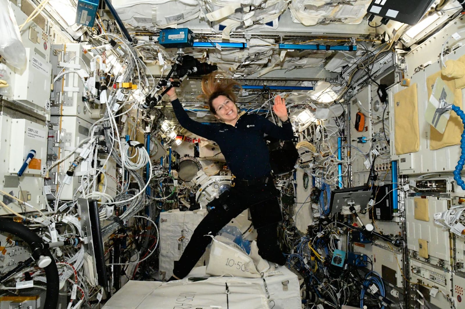 Expedition 75 flight engineer Sophie Adenot of ESA poses for a portrait inside the International Space Station’s Kibo laboratory module. Roscosmos/Anna Kikina