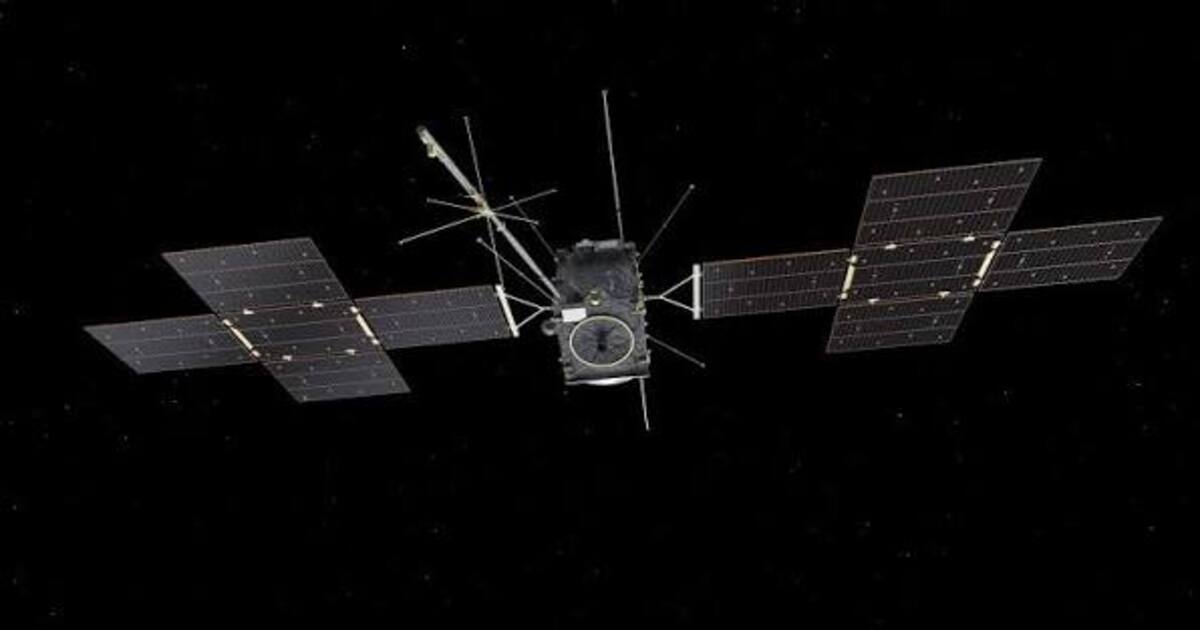 An illustration of ESA’s JUICE spacecraft, which is on its journey to study Jupiter and its icy moons.  (Image Source: European Space Agency (ESA)
