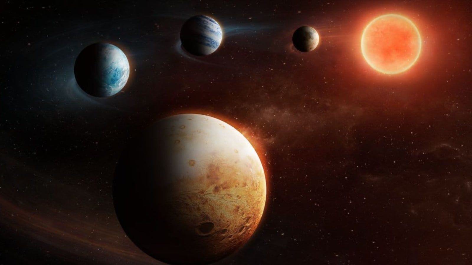 Artist’s impression of the planetary system around the star LHS 1903.