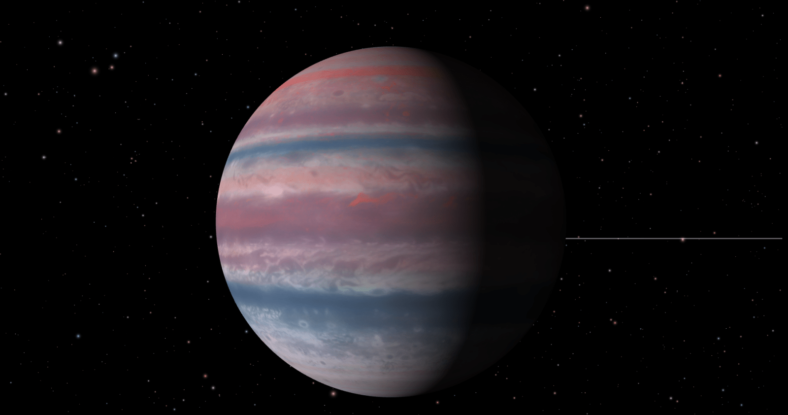 A 3D illustration of the gas giant exoplanet Beta Pictoris b.