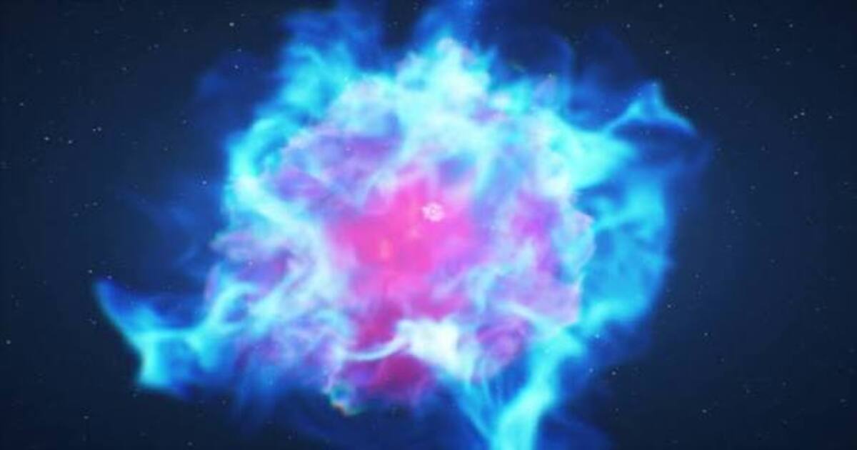 An artist’s concept shows the shock breakout from an exploding star, the brief flash produced as the explosion’s shock wave reaches the star’s surface. (Image Source: NASA Ames, STScI/G. Bacon)