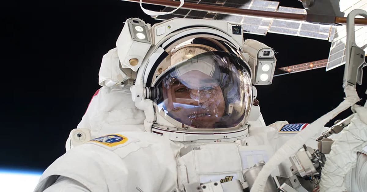 An astronaut is pictured during a spacewalk outside the International Space Station.  (Image Source: NASA)