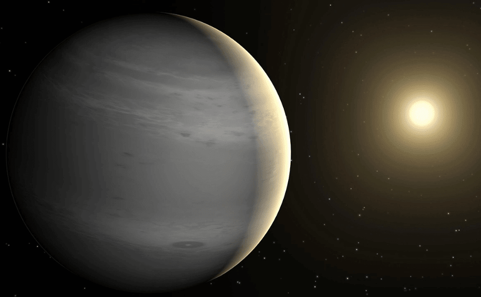 Artist concept of TOI-6894 b, a gas giant 241 light-years from Earth.