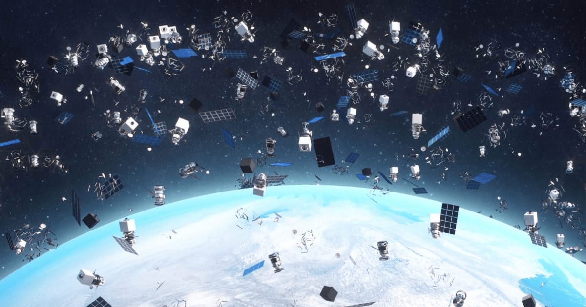 An artist's concept of space junk orbiting around Earth (Representative Cover Image Source: Getty Images/Maciej Frolow)
